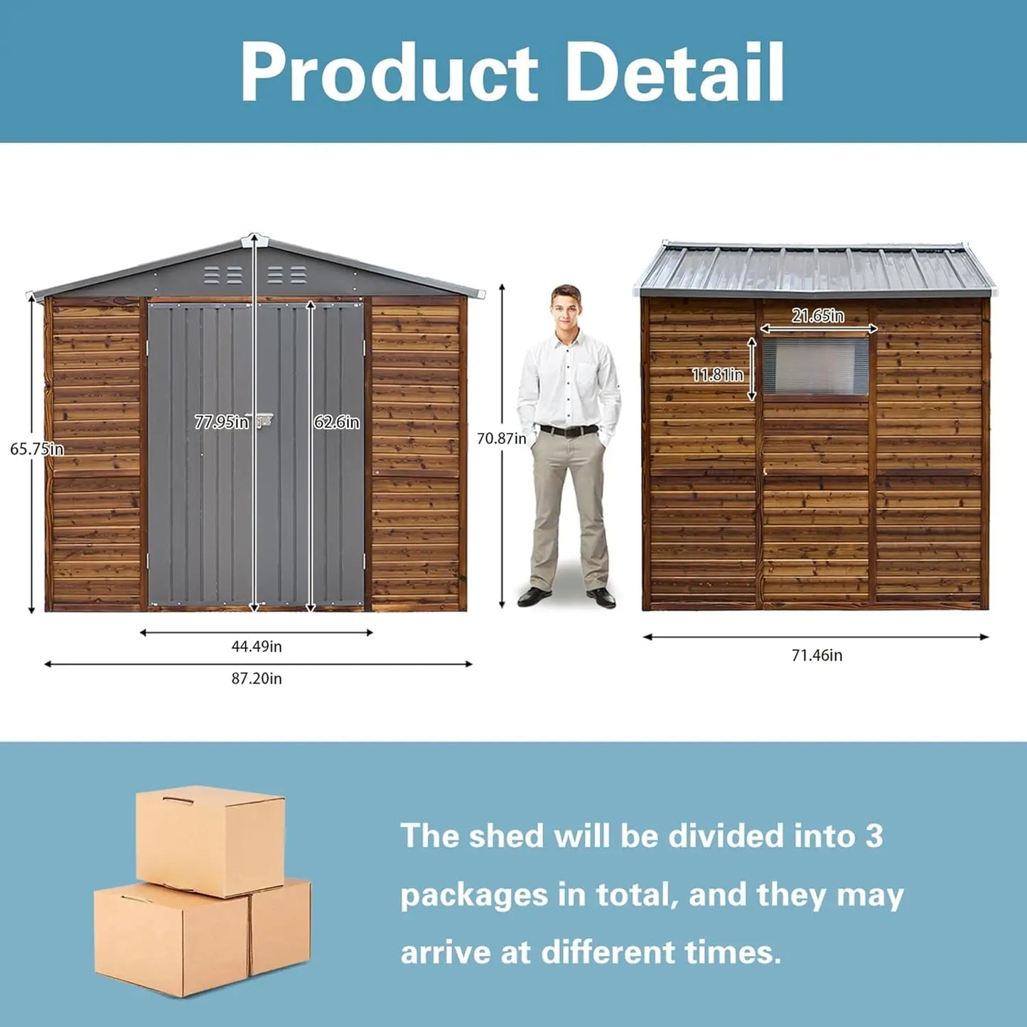 8x6 FT Outdoor Wood Storage Shed, Garden Tool Shed with Windows, Outside Storage Shed Waterproof for Backyard, Customized