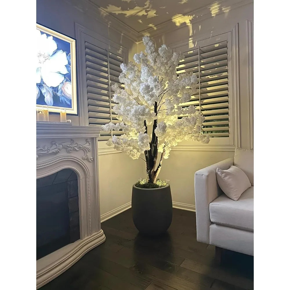 Artificial Cherry Blossom Trees Faux Cherry Blossom Tree White Tree for Office Home Wedding Office Living Room House Indoor