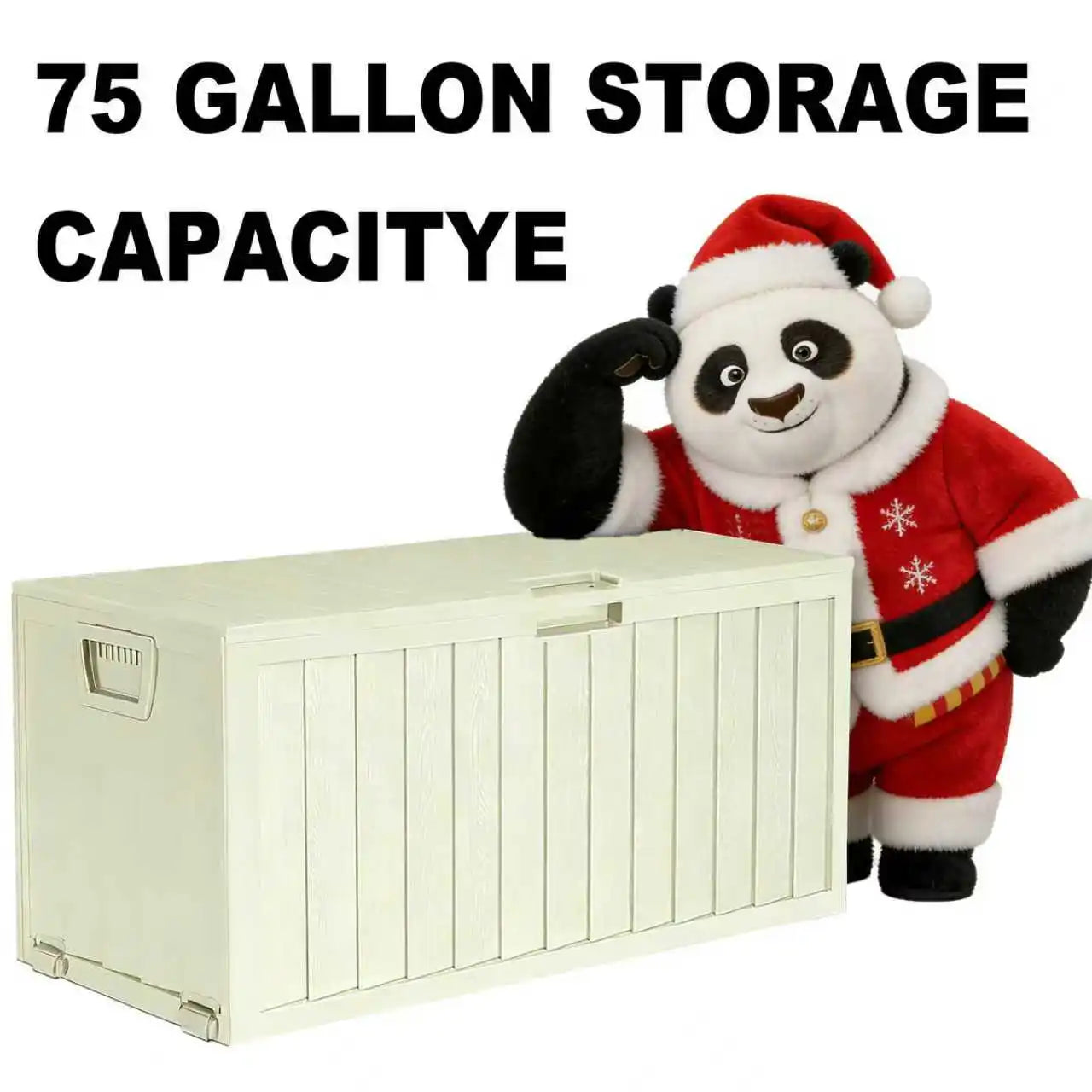 75 Gallon Heavy-Duty Waterproof Outdoor Storage Box with Flip-Top Lid & Large Deck Box Suitable for Pool Accessories, Tool Chest