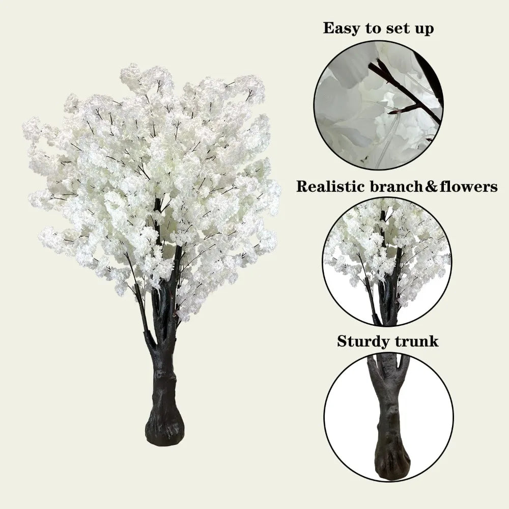 Artificial Cherry Blossom Trees Faux Cherry Blossom Tree White Tree for Office Home Wedding Office Living Room House Indoor