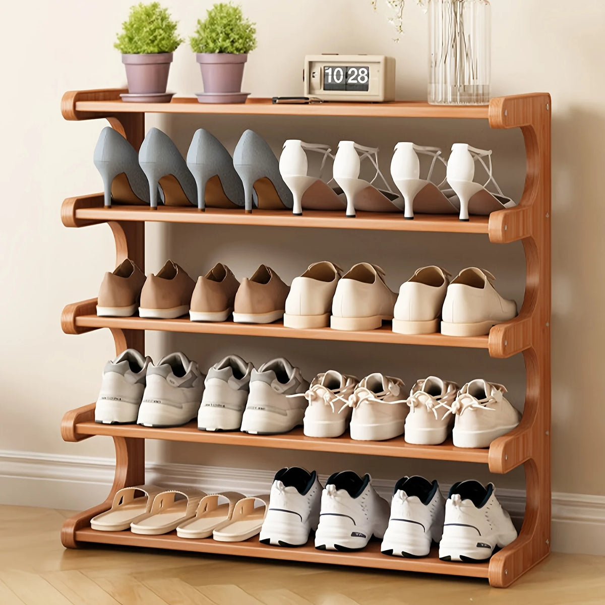 Multi Storie Shoe Rack Multi-Tier Shoe Storage Rack, Compact Space-Saving Easy Assembly, Squa ...