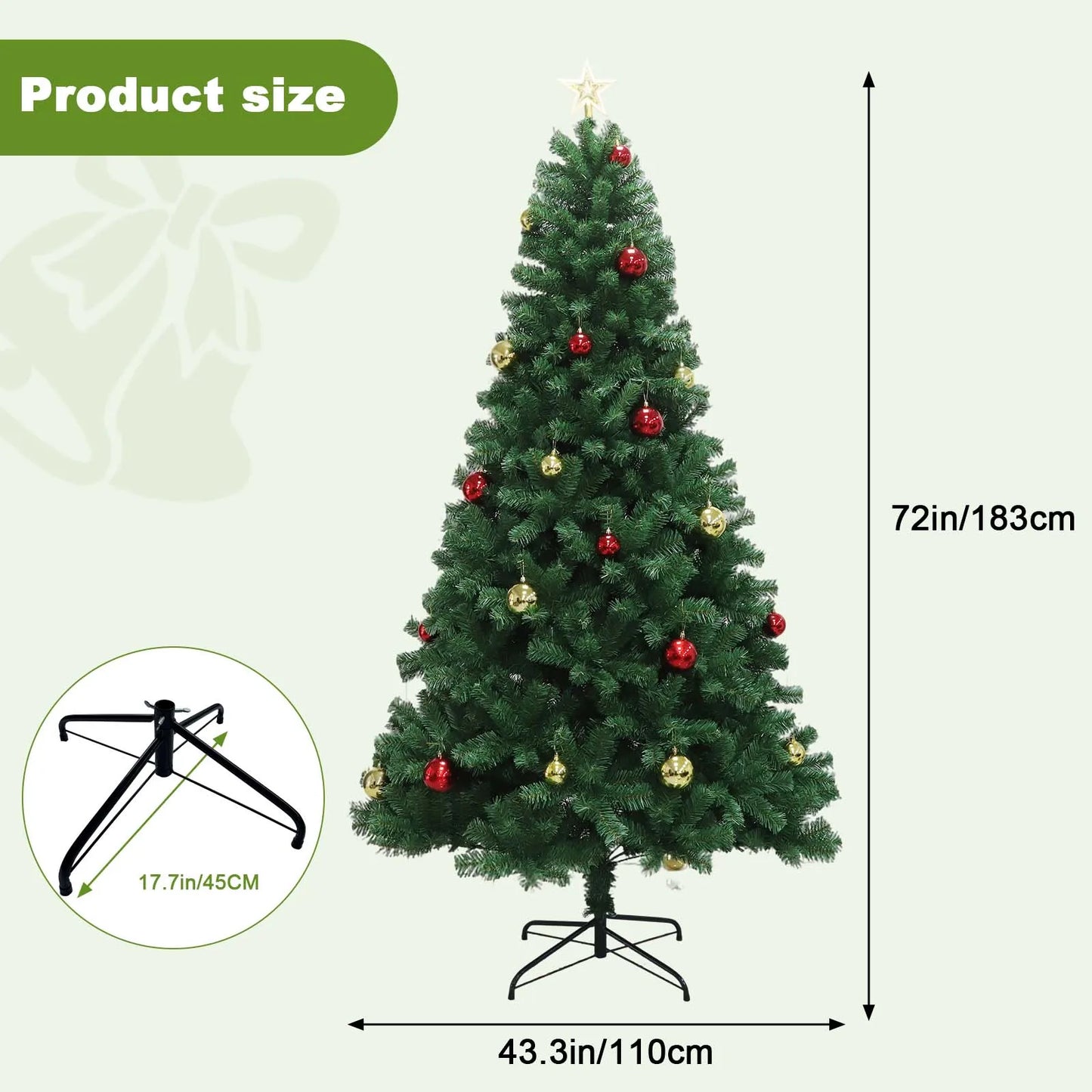 6-7ft Christmas Tree, Artificial Hinged Xmas Tree With LED Lights, 8 Lighting Modes for Home Christmas Decoration