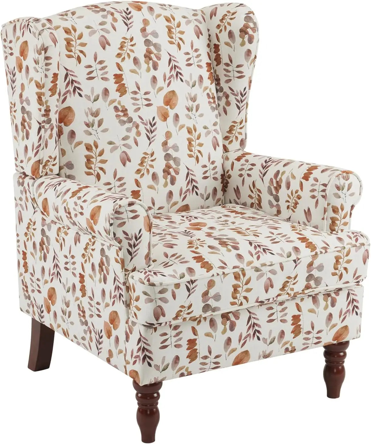 Floral Accent Chair,High Back Upholstered Armchair with Solid Legs,Leisure Single Sofa Chair for Living Room,Bedroom,Home Office