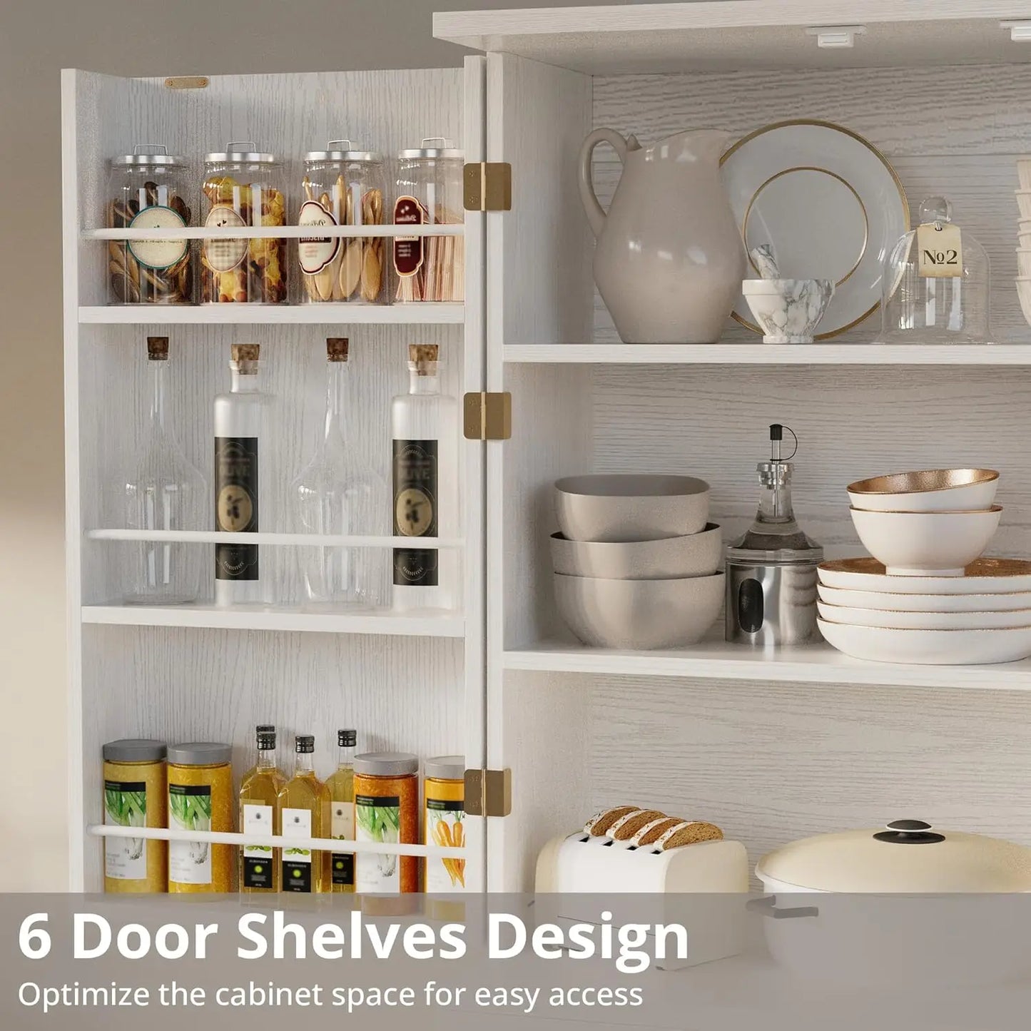 72”Tall Kitchen Pantry Cabinet, Farmhouse Pantry with 2 Pull Doors and Drawer Organizing Board Storage for Home, Customized