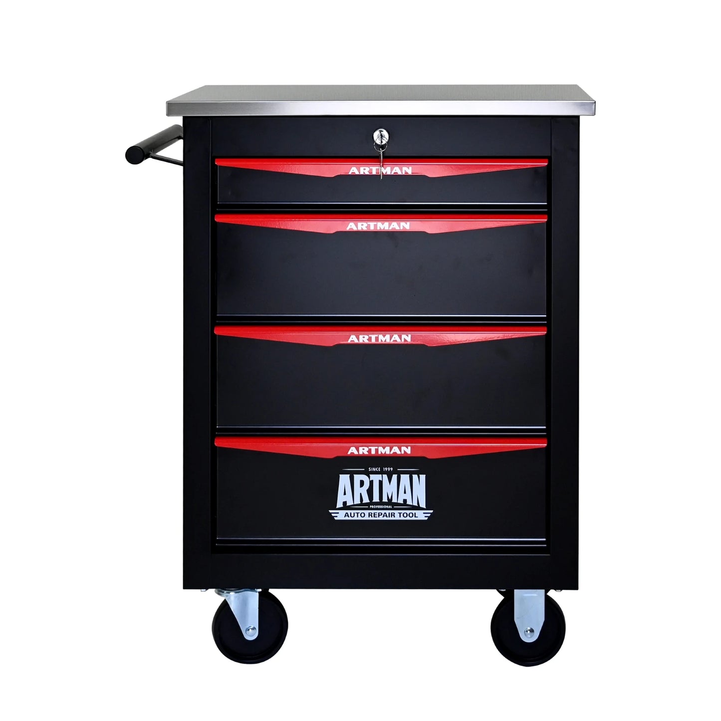 4-drawer wheeled toolbox trolley, tool cabinet, tool storage cabinet with lock and key, suitable for workshops, garages,blue